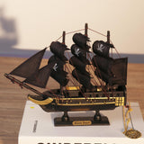 NAUTIMALL The Black Pearl Wooden Pirate Ship Model 10" Prebuilt Caribbean Nautical Fully Assembled Sailboat Decor (10" Wooden Black Pearl) NAUTIMALL