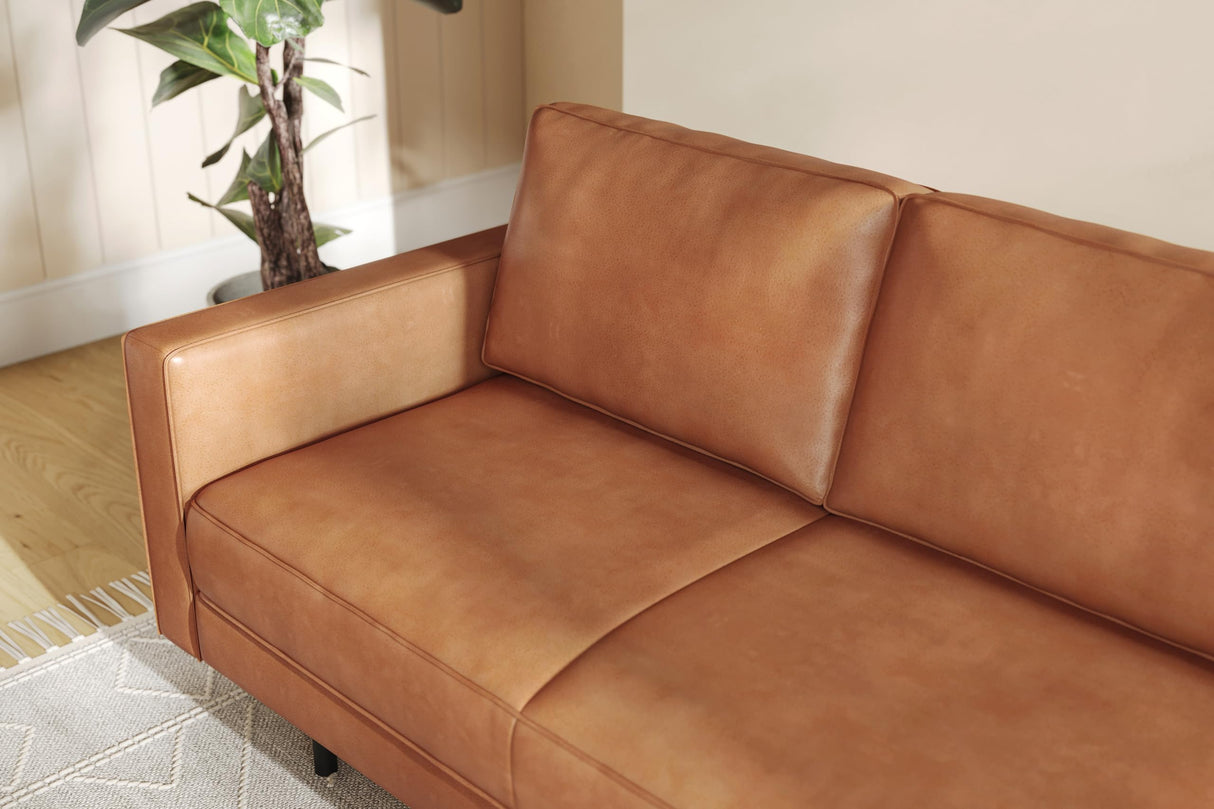 Valencia Varese 90” Cognac Tan Brown 3 Seater Full Leather Sofa - Italian Nappa Leather Modern Cloud Couch for Living Room/Apartment Furniture - Lounge Sofa with Removable Cushion VALENCIA THEATER SEATING