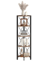 CHOEZON 5-Tier Corner Shelf, Corner Bookcase, 55.2" Tall Vertical Display Rack, Plant Stand, Open Storage Shelf, for Living Room, Bedroom, Study, Kitchen, Rustic Brown and Black TCJ12BF CHOEZON