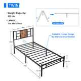 VECELO Twin Size Bed Frame with Headboard, Heavy-Duty Platform with Metal Slats Support, No Box Spring Needed/Easy Assembly, Black VECELO