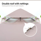 LAUSAINT HOME Outdoor Patio Gazebo 8'x8' with Expansion Bolts, Heavy Duty Gazebos Shelter Party Tent with Double Roofs, Mosquito Nettings and Privacy Screens for Backyard, Garden, Lawn, Khaki LAUSAINT HOME