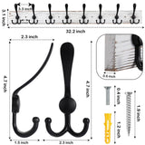 Kuhome 32.2'' Large Coat Rack Wall Mount Coat Hooks with 8 Metal Black Triple-Hooks Old White Pine Real Wood Plank Hat Rack for Wall Hooks Kuhome