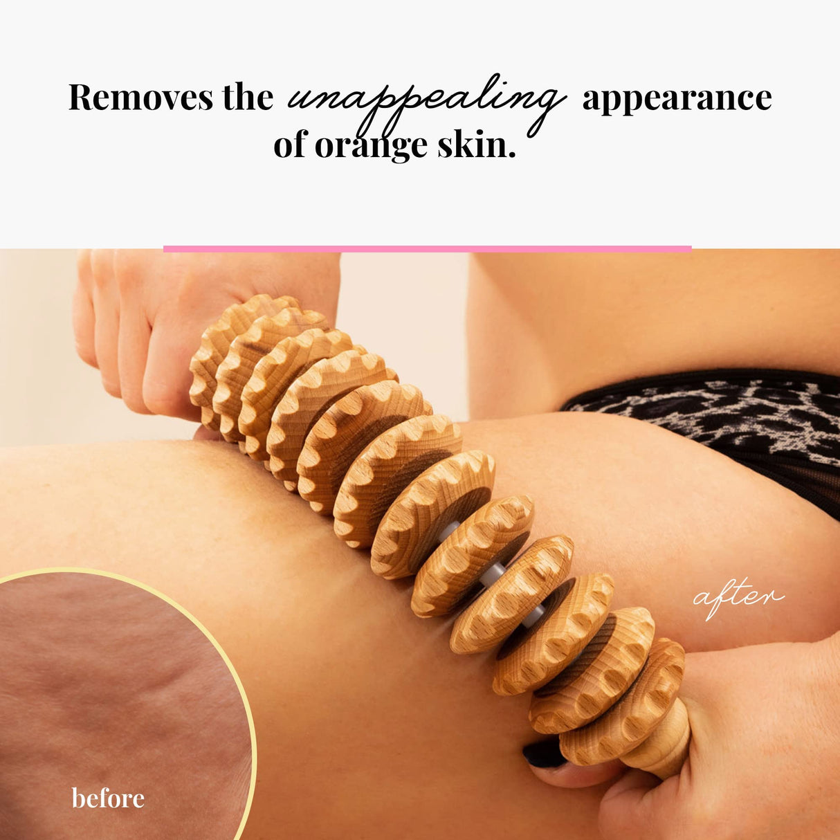 Tuuli Wooden Massage Roller for Waist and Thigh, Multi-Functional Body Roller for Cellulite Reduction and Muscle Tension, Natural Massager for Women and Men (Curved) tuuli