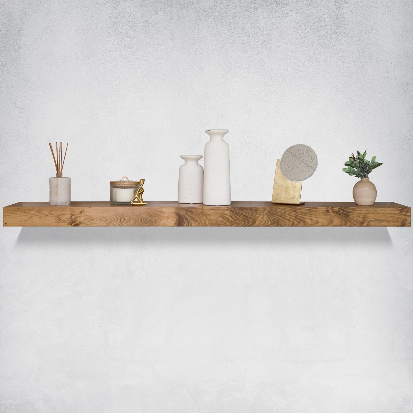 Modern Fireplace Mantel, Contemporary, Floating Mantle, Shelf, Hand Crafted, URBANDI (Aged Oak, 60Lx3Hx8D)