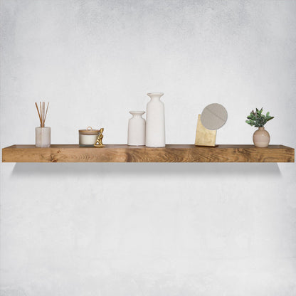 Modern Fireplace Mantel, Contemporary, Floating Mantle, Shelf, Hand Crafted, URBANDI (Aged Oak, 60Lx3Hx8D)