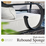 Sophia & William 6 Piece Patio Furniture Set, Half-Moon Curved Outdoor Sofa, Wicker Rattan Outdoor Conversation Sets,Beige Sophia & William