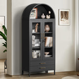 Holiwei Metal Storage Cabinet, 73" Arched Kitchen Pantry Organizer with 2 Drawers & 2 Adjustable Shelves, Freestanding Display Cabinet for Living Room Holiwei