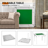 HXBOAUVS 35.4" Square Folding Card Table with Green Felt Surface - Multi-Game Mahjong Table, Domino and Poker Tables for 4 Players, Portable Design with Built-in Cup Holders for Home & Party Use HXBOAUVS