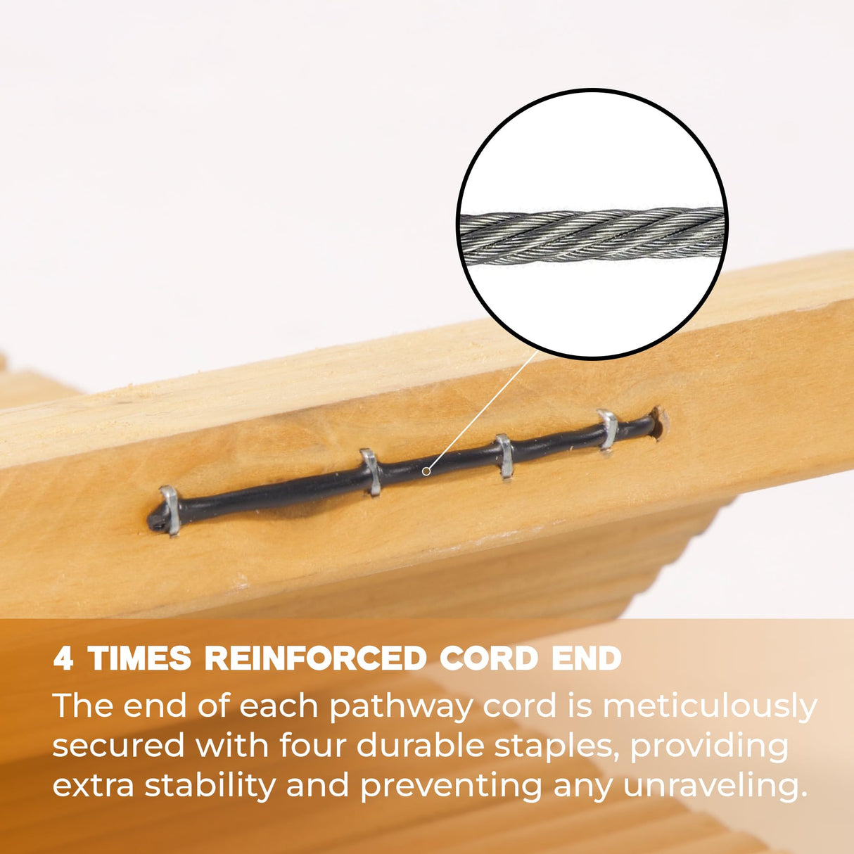 IDZO Wooden Garden Pathway 4 Times Reinforced Cord End, Anti-Slip Roll Out Walkway with Aging Resistant Rubber Spacer & Rustproof Steel Wire for Durable Use, Wooden Pathway for Outside, Beach, Patio IDZO