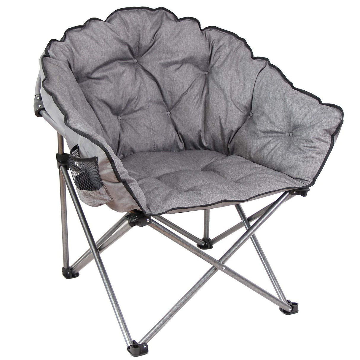 MacSports C932S-129 Padded Cushion Outdoor Folding Lounge Patio Club Chair, Gray MacSports