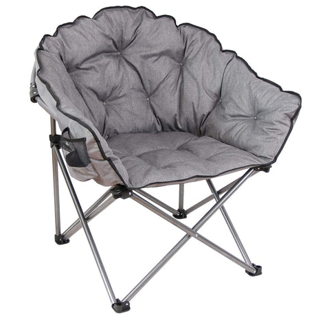 MacSports C932S-129 Padded Cushion Outdoor Folding Lounge Patio Club Chair, Gray MacSports