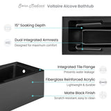 Voltaire 60 in. x 32 in. Acrylic Matte Black, Skirted Alcove, Integral, Right-Hand Drain, Apron Bathtub Swiss Madison