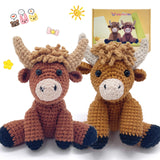 Highland Cow Crochet Kit for Beginners Intermediates - 2 Pcs Animals Craft Crochet Starter Kit with Step-by-Step Video Tutorial, Easy Knitting Set for Adults Kids, Women Learn to Crocheting Gift Idea LOLCROCHET