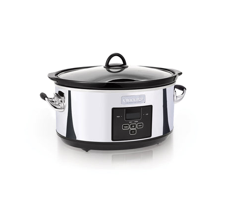 Crock-Pot 7 Quart Programmable Slow Cooker with Digital Timer, Food Warmer, Polished Platinum, Perfect for Everyday Meals and Entertaining Crock-Pot