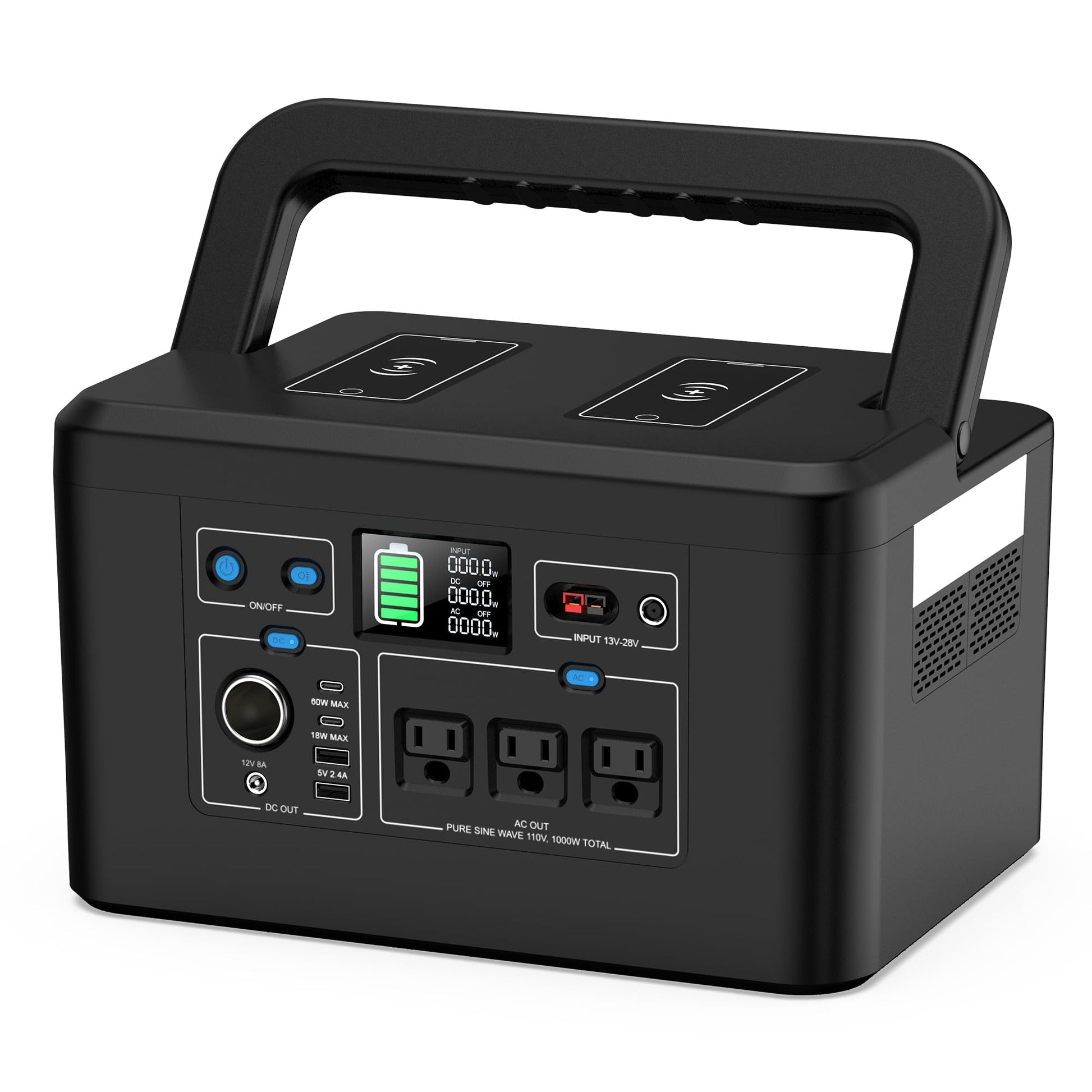 800W Portable Power Station, 740Wh Solar Generator, 3 * 800W AC Outlets, 11 Output, 23db Ultra-Silent, 200,000mAh Lithium-ion Battery for Camping/RVs/Home Backup/CPAP/Off-grid/Hurricane - WoodArtSupply