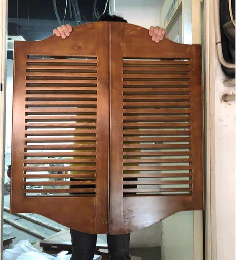 Cafe Doors Swinging Doors,Retro Louvered Café Interior Saloon Swing Solid Wood Door,Wooden Double Door Partition Door Bar Kitchen Auto Close Fence Half Waist Door,Custom (W 32 x H 36in) FENGSHOUU