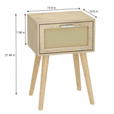 LAATOOREE Bedside Table Set of 2, Boho End Table with Solid Wood Feet for Bedroom and Living Room LAATOOREE