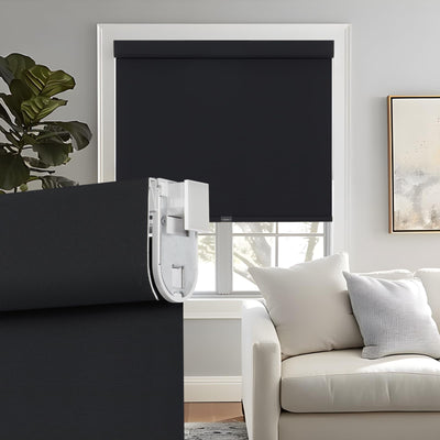 Persilux 100% Blackout Roller Shades, No Tools No Drill Cordless Blinds for Windows, Thermal Insulated UV Protection Privacy Window Shades for Bedroom Home Office Living Room (Black, 22" W x 72" H)