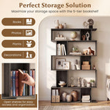 Giantex 5-Tier Bookshelf, 10-Cube Geometric Book Case with 5 Closed-Back Cubbies, Anti-toppling Kits, Open Display Storage Shelf for Living Room, Home Office, Bedroom, Gray Giantex