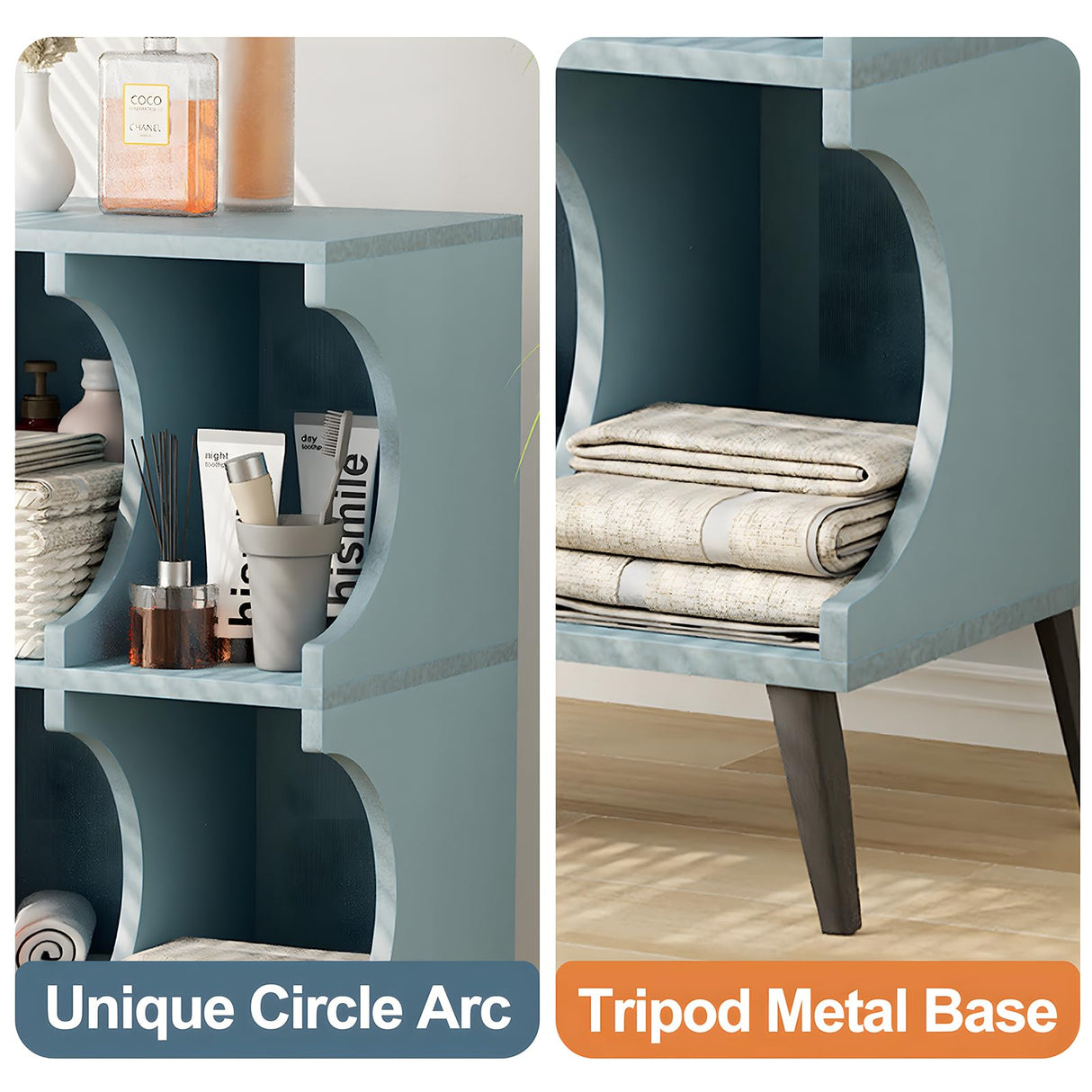 Aenuert Blue 4-Cube Modern Bookshelf - Stylish Open Storage Display Cabinet for Home and Office Aenuert