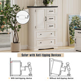 Maupvit Farmhouse 5 Drawer Dresser for Bedroom, 31.5" Tall Wood Chest of Drawers Storage Cabinet with Metal Handle for Living Room, White Maupvit