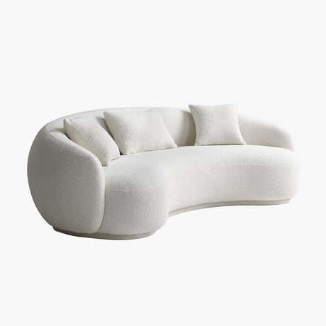 Acanva Modern Curved Sectional Living Room Couch, Minimalist Comfy Boucle Fabric Modular Sofa for Apartment, Home Office, 3-Seater, White Acanva
