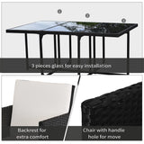 Outsunny 11 Pieces Patio Wicker Dining Sets, Space Saving Outdoor Sectional Conversation Set, with Dining Table, Ottoman and Chair & Cushioned for Lawn Garden Backyard, Cream White Outsunny