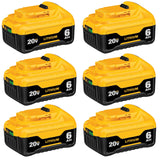 Xmenany 6-Pack 20V 6.0Ah Replacement for Dewalt 20V Battery Max X*R Lithium ion DCB204 DCB200 DCB206 DCB201 DCB203 DCB181 DCB180 DCD/DCF/DCG/DCS Series Xmenany