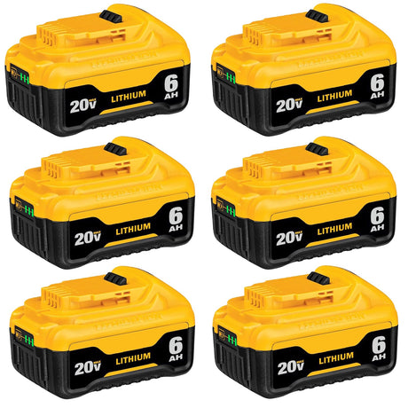 Xmenany 6-Pack 20V 6.0Ah Replacement for Dewalt 20V Battery Max X*R Lithium ion DCB204 DCB200 DCB206 DCB201 DCB203 DCB181 DCB180 DCD/DCF/DCG/DCS Series Xmenany