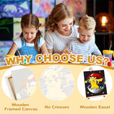 Cartoon Paint by Numbers Kit for Kids with Framed Canvas - with Wooden Easel, Easy Kids Paint by Number Kits Age 8-12, DIY Acrylic Oil Painting Kits with 4 Wooden Brushes Nice Gift Box (12x16 inch) KOJEFCV