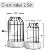 Livelab Modern Farmhouse Lantern Decor, [Refined] Rustic Home Decor Lanterns, Wire Metal Cloche Decorative Candle Holder for Living Room, Fireplace Mantle, Bathroom Countertop, Valentine's Day Decor Livelab