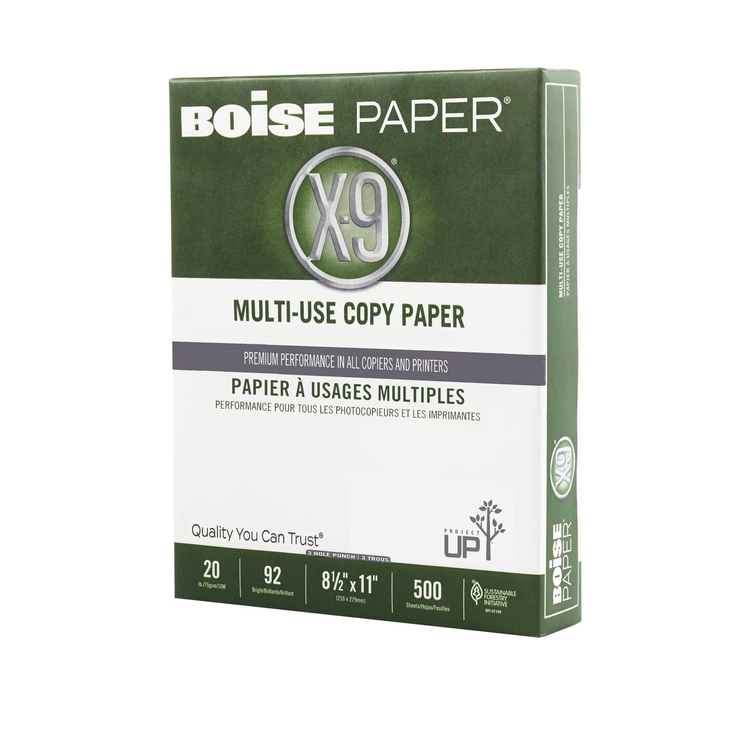 Boise Paper X-9 Multi-Use 3-Hole Punch Copy Paper – 10 Ream (5,000 Sheets) | 8.5" x 11" Letter | 92 Bright White - 20 lb. | OX-9001P-CTN