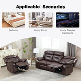 EBELLO Manual Recliner Sofa Set, Faux Leather Reclining Living Room Furniture Set, Included Recliner Chair and 3 Seat Manual Sofa, Dark Brown EBELLO