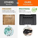 Lifewit Silverware Drawer Organizer, Expandable Utensil Tray for Kitchen, BPA Free Flatware and Cutlery Holder, Adjustable Plastic Storage for Spoons Forks Knives, Large, Black Lifewit