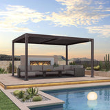 PURPLE LEAF 10' x 14' Louvered Pergola Outdoor Adjustable Louvre Shade Modern Patio Aluminum Pergola with Retractable Roof for Deck Backyard Garden Hardtop Gazebo PURPLE LEAF