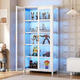 Glass Display Cabinet, 5-Tier Curio Cabinet with Glass Doors, Metal Display Case with Adjustable Shelves, Display Cabinet for Collectibles & Toy Organizer for Home, Office, Playroom, Living Room Orixal
