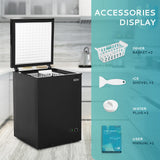 EUHOMY 3.5 Cu.Ft Chest Freezer with Removable Basket, Small Deep Freezer Adjustable 7 Thermostat, Quiet Mini Freezer Free-Standing Top Door, Energy Saving for Apartment/Garage/Basement/Dorm/Home,Black EUHOMY