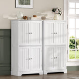 ChooChoo Bathroom Floor Cabinet, Modern Bathroom Storage Cabinet with 4 Doors and Adjustable Shelves, Freestanding Cupboard for Living Room, White ChooChoo