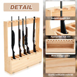 Soaoo Gun Rack with Storage Wood Gun Storage Display Rack Solid Pine Standing Gun Storage Rack Standing Rifle Rack Shotgun Storage Display Rack (10 Gun Floor Rack) Soaoo