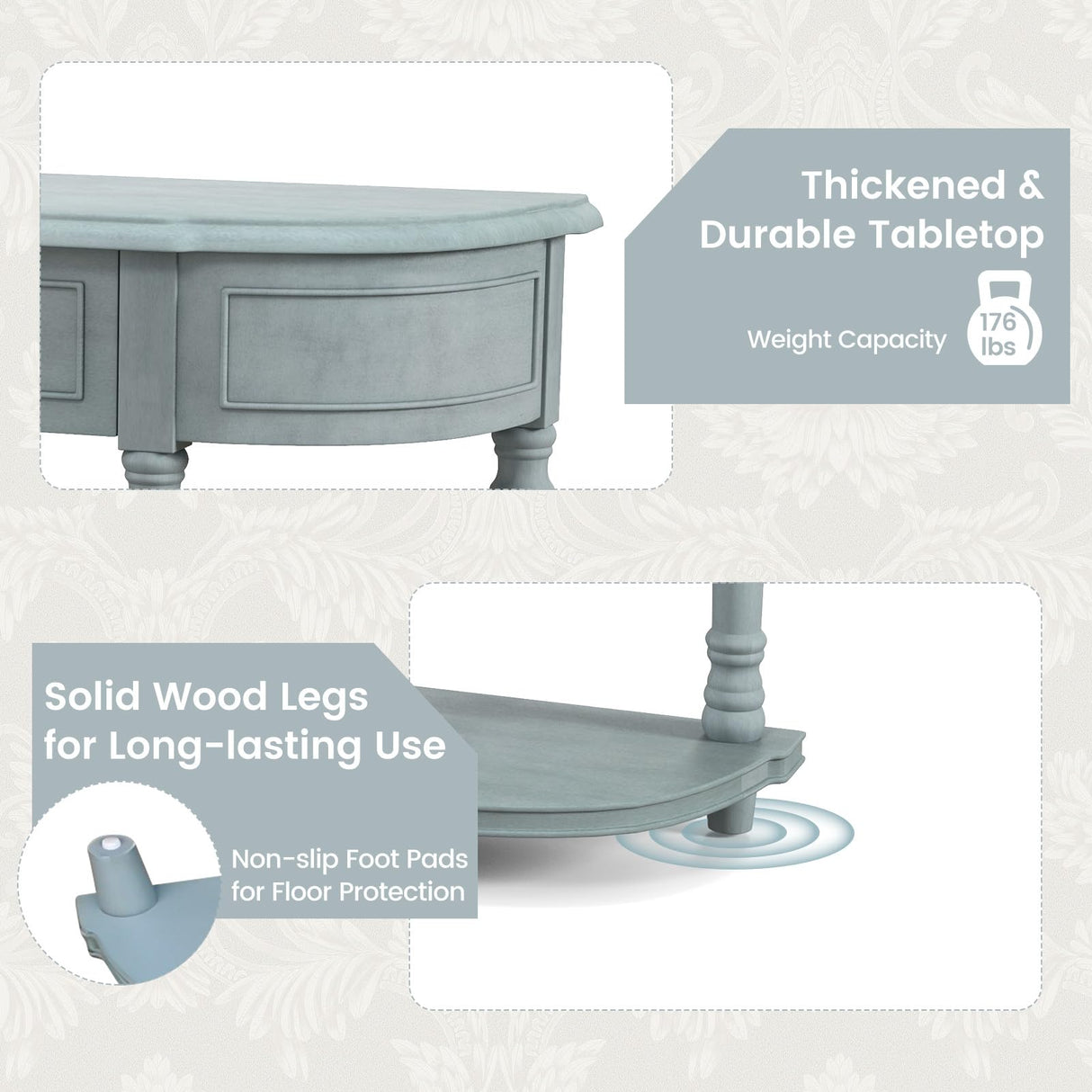 Giantex Console Table with Storage, 52” Long Sofa Table with 2 Drawers, Open Shelf, Solid Wood Legs, Narrow Entryway Table, Foyer Table, Vintage Giantex