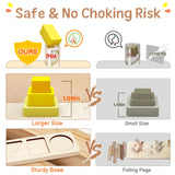 PEBIRA Montessori Toys for 1 2 3 Year Old Boys Girls Toddlers, Heightened Peg-free Wooden Stacking Toys, Shape Sorter Learning Toys, Birthday Gift for Baby Kid Age 1-4 Preschool Toy, Various Game Play PEBIRA