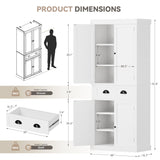 Homall 72" Pantry Storage Cabinet, Kitchen Freestanding Cupboard with Adjustable Shelves & Large Drawer, Tall Buffet Sideboard for Kitchen, Dining Room (White) Homall