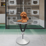 LUNUMAOS Hydraulic Pet Grooming Table with Adjustable Arms, 360 Degree Table Top Swivel Maximum Load 220 lbs Professional Pet Grooming Table, 34in Hydraulic (Black,Round) LUNUMAOS