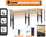 Albott 84x24” Adjustable Workbench 28.7-38.6" Height, Rubber Wood Top Heavy Duty Workbench with Power Outlets & Hooks, 5000 LB Capacity Workbench for Garage, Workshop, Home & Office Albott