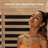 LINKHOO Sauna Home Sauna with Bluetooth & Reading Lighting,1 Person Infrared Sauna Spa Room with Foot Temperature Control,980W LINKHOO