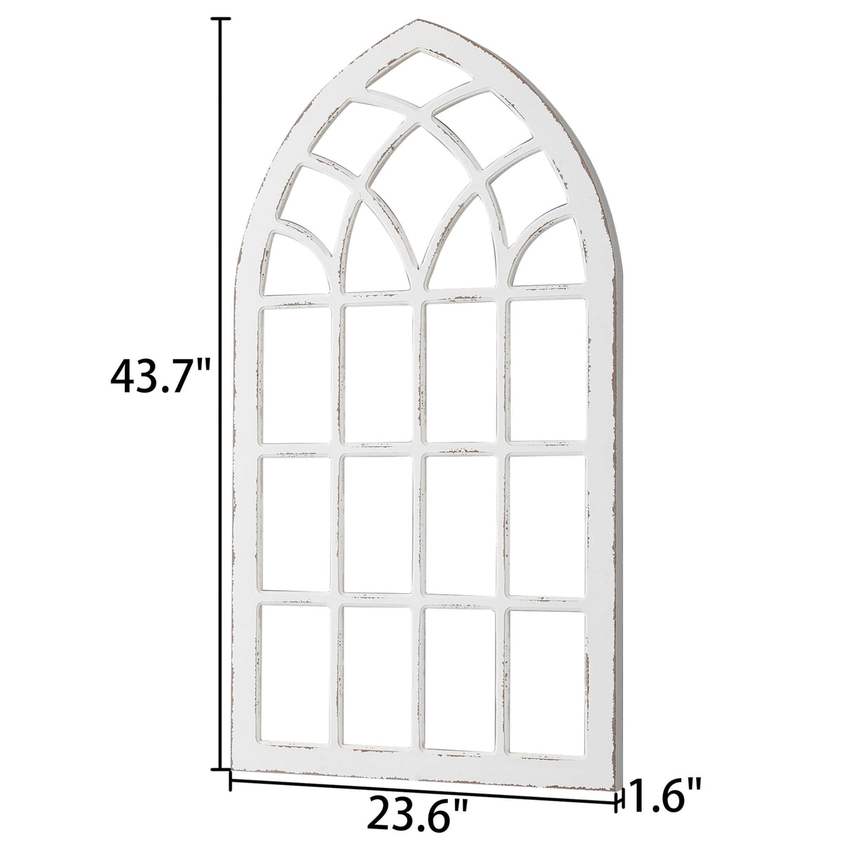 Sintosin Large Farmhouse Arched Window Frame Wall Decor 44 X 24 Inch, Hanging Distressed White Window Pane Wall Decor Living Room, Rustic Wooden Faux Windows for Bedroom Fireplace Entryway Sintosin
