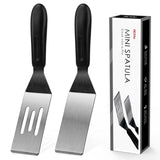 Small Spatula Professional Mini Serving Spatula, 2 Pieces Stainless Steel Metal Spatulas Set, Cutter and Serve Turner for Kitchen, Flipping or Cooking for Brownie, Cookie, Lasagna, Pancakes or Cake RCMo
