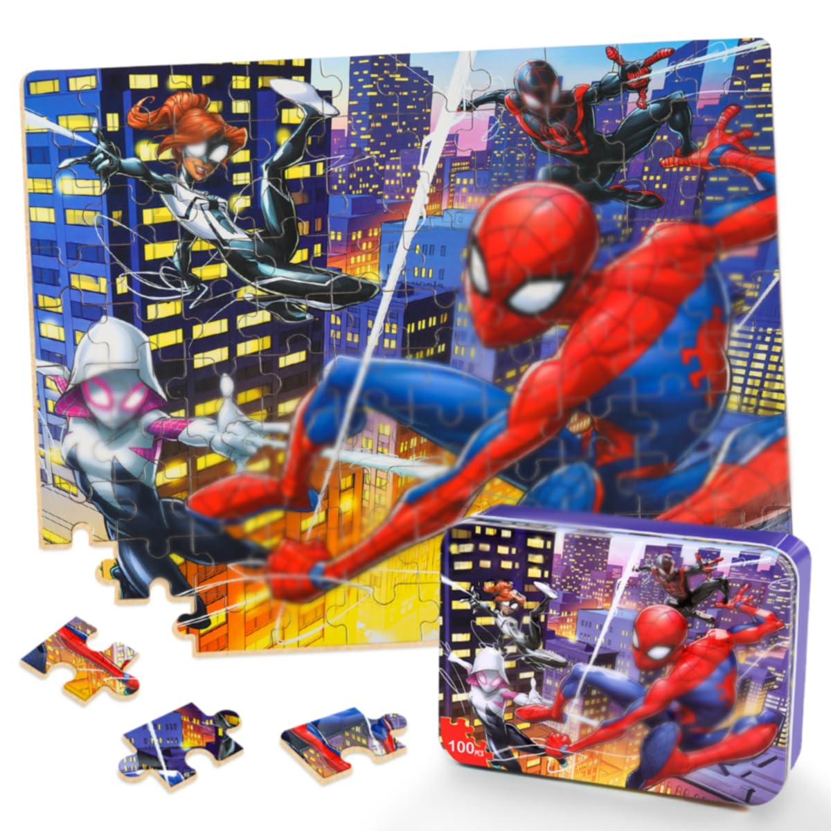 Puzzles for Kids Ages 4-8,Kids Puzzles in a Metal Box,Cool Toys Puzzles,Children Boys Girls Learning Educational Puzzles,100 Pieces wieewg