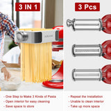 AIKAMI Metal Pasta Maker Attachment for Kitchenaid Stand Mixers 3 in 1 Set Includes Pasta Roller Spaghetti Cutter & Fettuccine Cutter and Cleaning Brush, Pasta Attachment AIKAMI