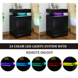 oneinmil Nightstand Set of 2 with LED Lights,Night Stand with Storage Cabinet for Bedroom,Bedside Table with LED, Black oneinmil